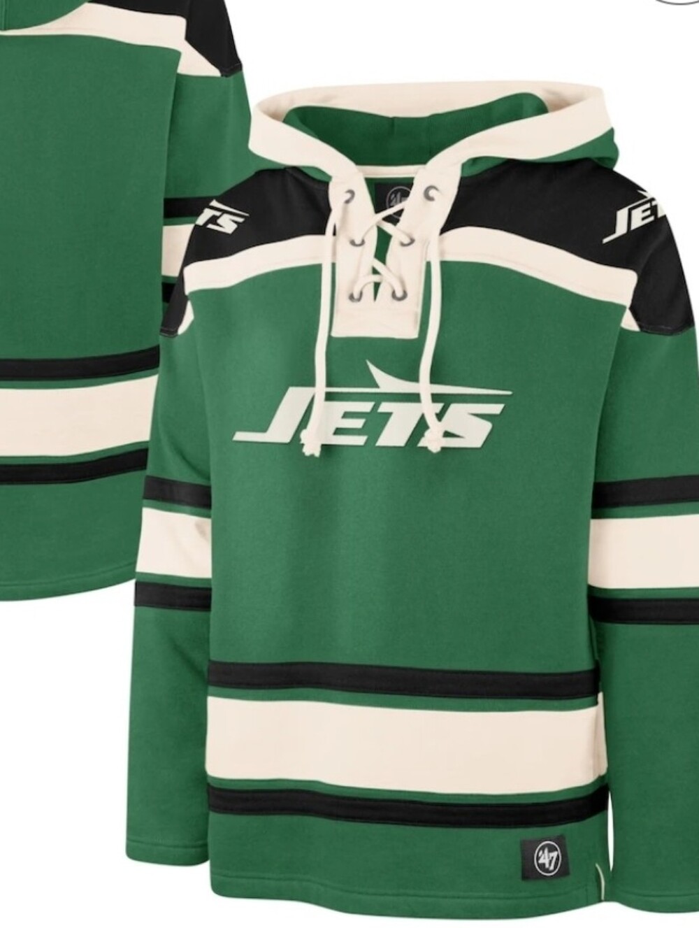 47 New York Jets Superior Lacer Pullover Hoodie Hockey Jersey Small